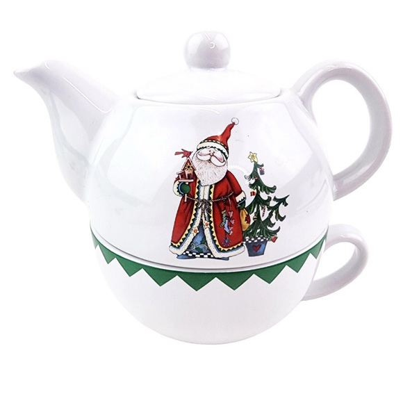 Santa Tea For One Festive Teapot NEW IN BOX - Picture 1 of 8